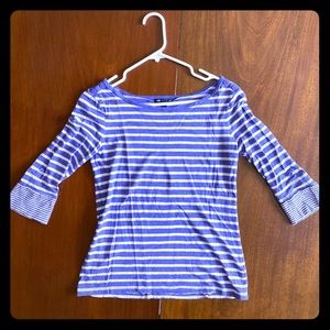 Gap Striped Boatneck 3/4 Length Sleeve Shirt